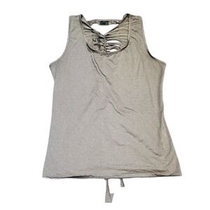 Fornia Los Angeles Gray Ruched Tank Top Women's Size Large Seamless Shirred L